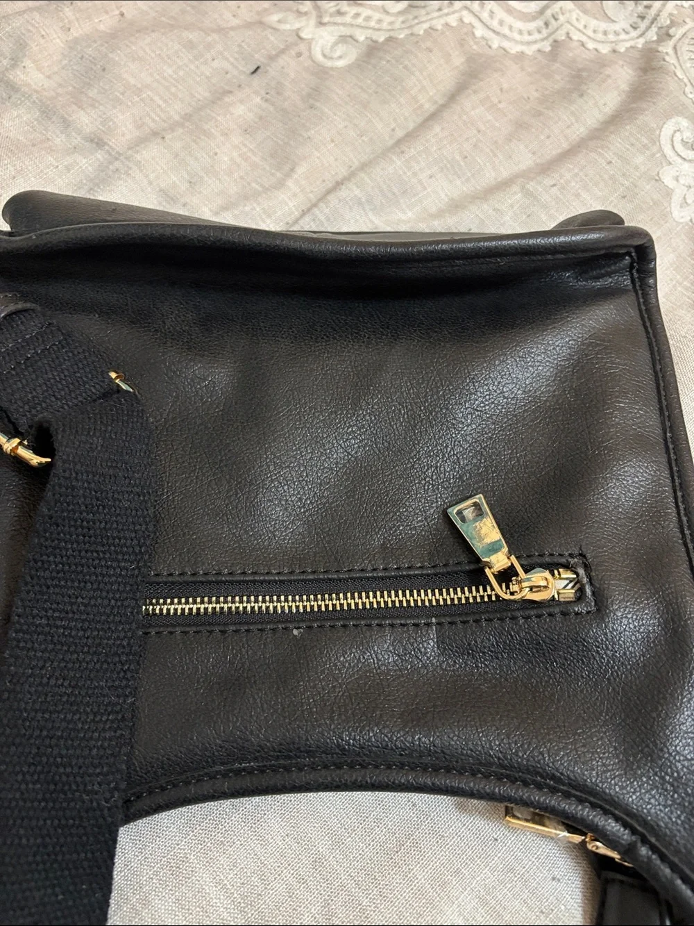 Mods Luxe Black Leather & Suede Crossbody Shoulder Bag - Unbranded
